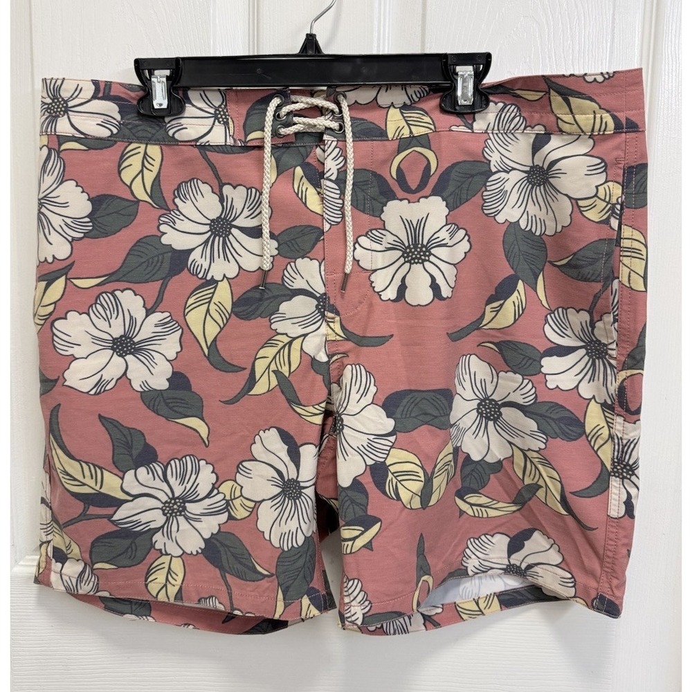 NWT Faherty Classic Boardshort Red Retro Floral Swim Shorts Mens 38x7 MSS1902RRT
